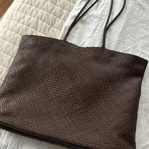 quince italian leather handwoven tote